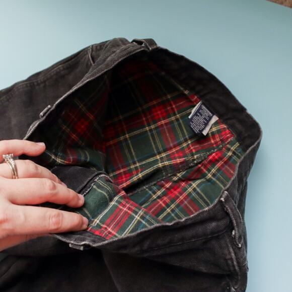 Land's End Vintage Washed Black Flannel Lined Straight Leg Jeans Size 12 Cotton - Picture 5 of 9